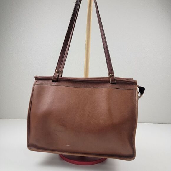 Jack Georges Belmont British Tan Leather Dowel Tote Shoulder Bag Briefcase $425 - Picture 1 of 16